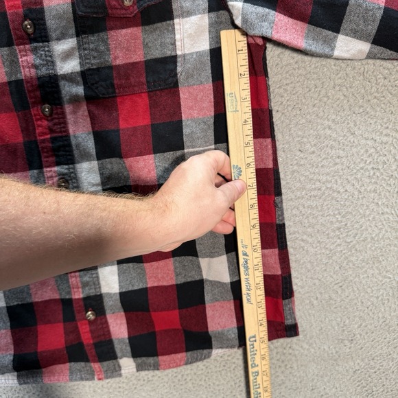 Red Head Shirt Adult Medium Multicolor Plaid Flannel Workwear Outdoor Chore Mens - Picture 6 of 12
